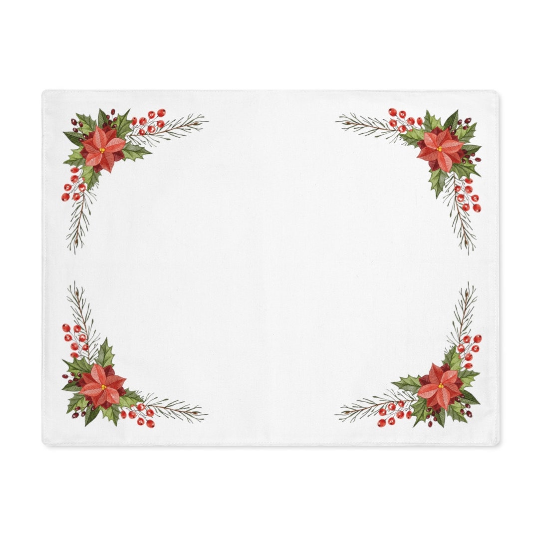 Christmas Placemat/christmas Holly Placemat/christmas Home Decor