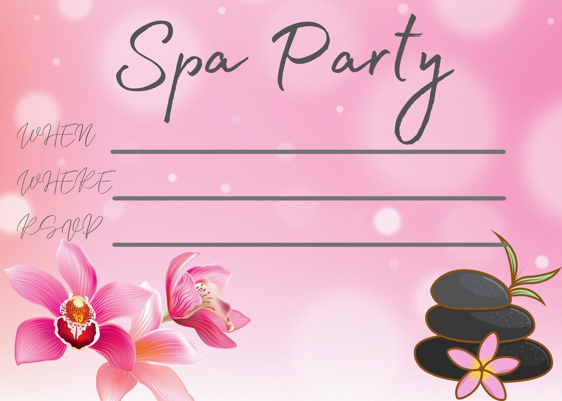 Spa Party Invitation Printable Editable Evite Template Etsy