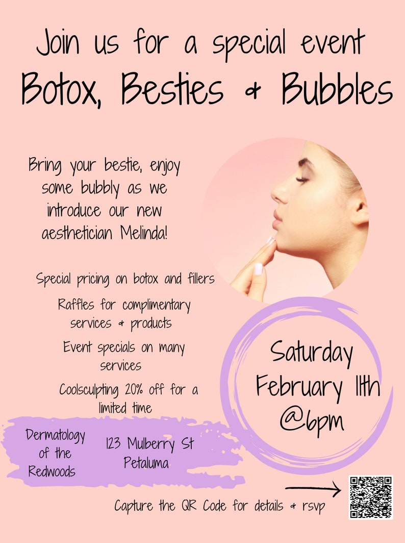 Botox Party Invitation/small Business Printable Flyer/editable Canva