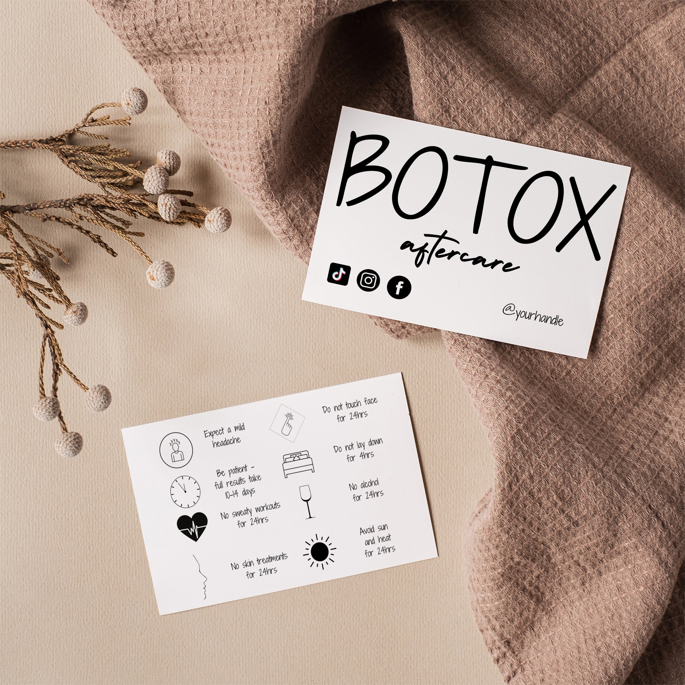 Botox Post Care Card, Botox After Care, Botox Care Instructions, Post ...