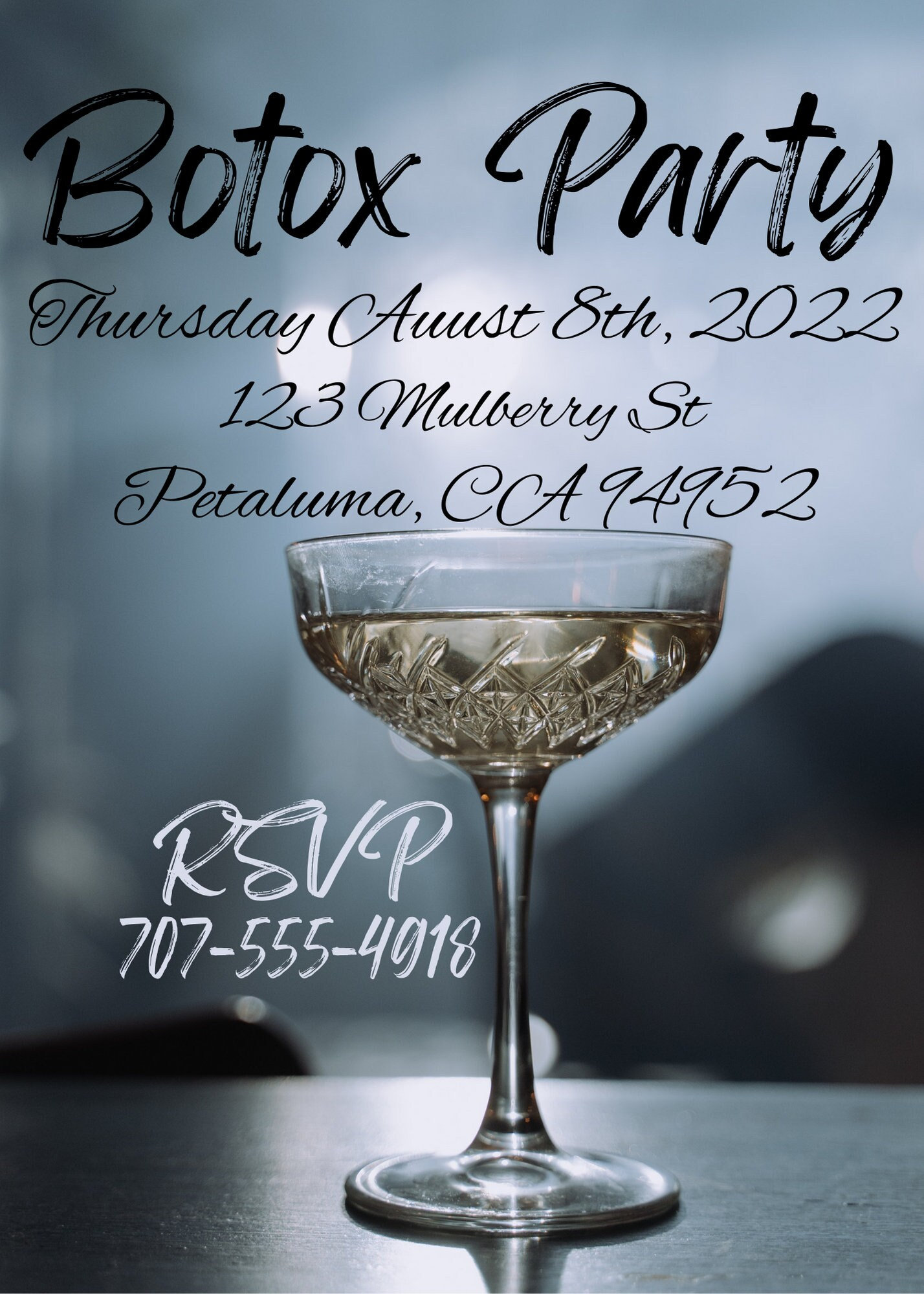 Botox Party Invitation Printable Editable Digital Template Paper