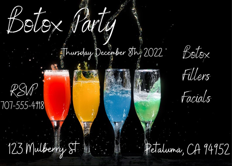 Botox Party Invitation Printable Editable Digital Template Etsy