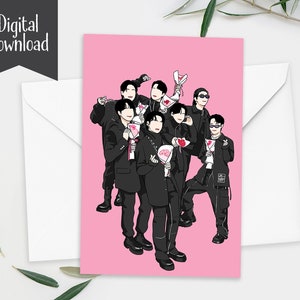 Instant Download BTS Nog te komen wenskaart Letter-formaat A4 pdf | Inkigayo ver. | Verjaardagskaart