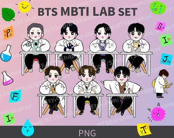 BTS Chibi MBTI LAB Illustration Bundle | Instant Download | Png | 3000 x 3000px 300dpi