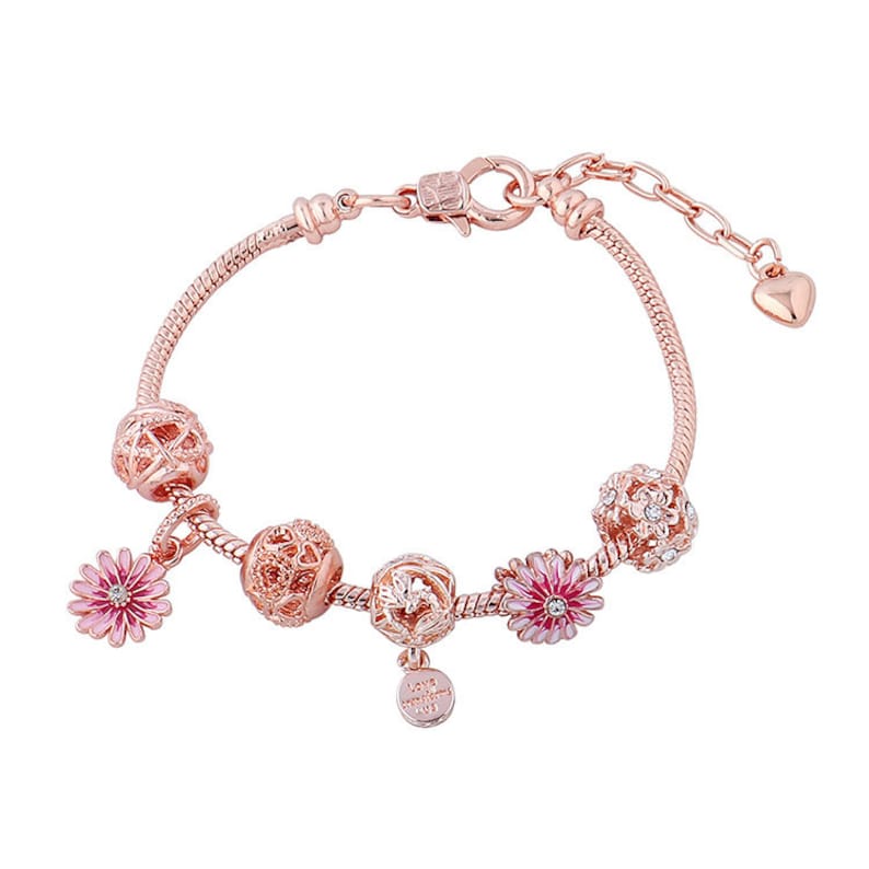Pandora Party Pink Daisy Bracelet Gifts Gold Bracelet Set | Etsy