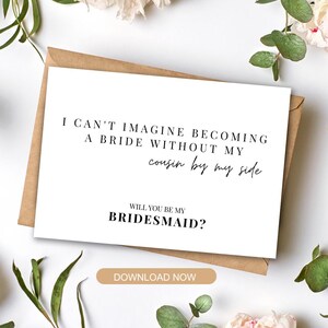 Will You Be My Bridesmaid Invitation, Elegant Calligraphy Save The Date Card, Bridesmaid Proposal, Wedding Party Gift
