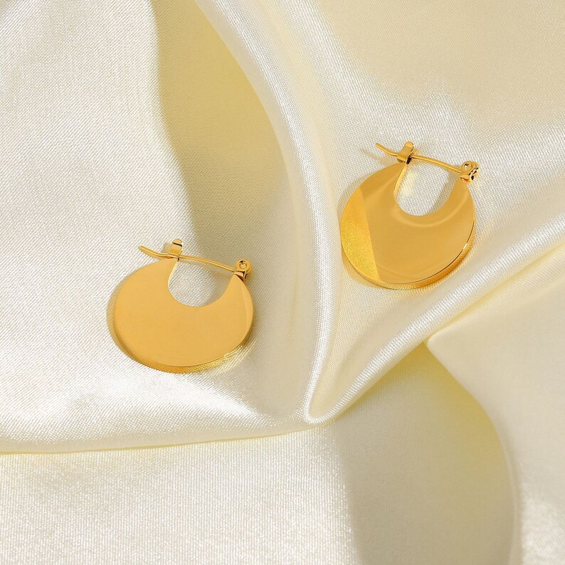 Gold-Tone Crescent Hoop Earrings with Star Detailing