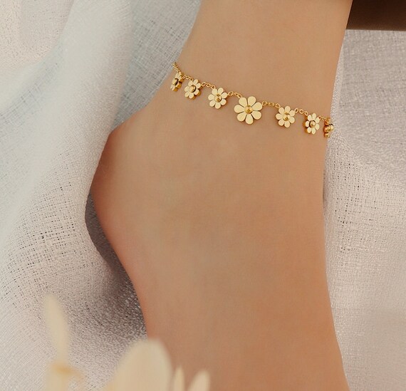 Exquisite 18K Gold Bracelet Anklets Letter Anklets for Women Men