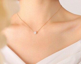 Small single deals diamond necklace