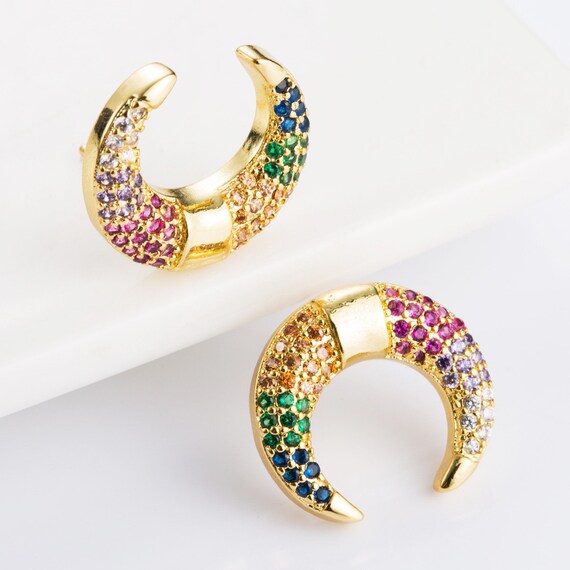 Celestial Colour Earrings Crescent Moon Earrings Half Moon