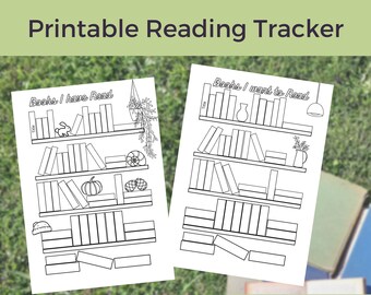 45 Book Reading Tracker, Bookshelf Reading Tracker, Printable Reading Log, Keep track of the books that you read with this A4 download