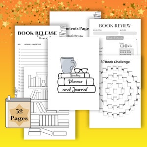 Book journal and reading log with bookish planner for summer reading, gifts for book lovers and to use in A5 bullet journal, Booktok,