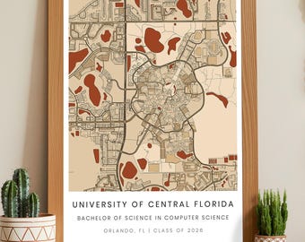 Personalized University Map Print, Custom College Campus Poster, Graduation Gift, Class of 2026