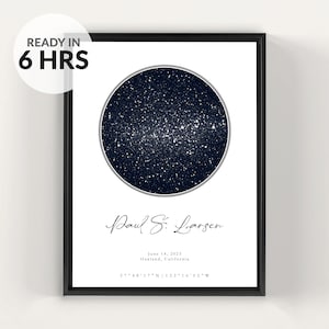 Mapa estelar personalizado por fecha y ubicación, regalo de aniversario personalizado, mapa del cielo nocturno, impresión de constelaciones, regalo para mamá y papá, C1