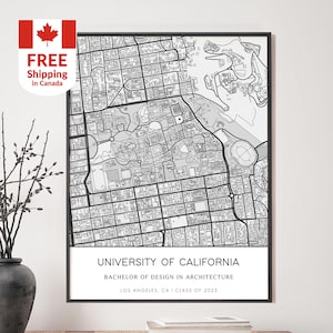 Carte personnalisée du campus universitaire, cadeau de remise des diplômes, diplômé master, cadeau doctorat, plan du campus, plan de la ville personnalisé, impression de carte, décoration de dortoir, cadeau chercheur