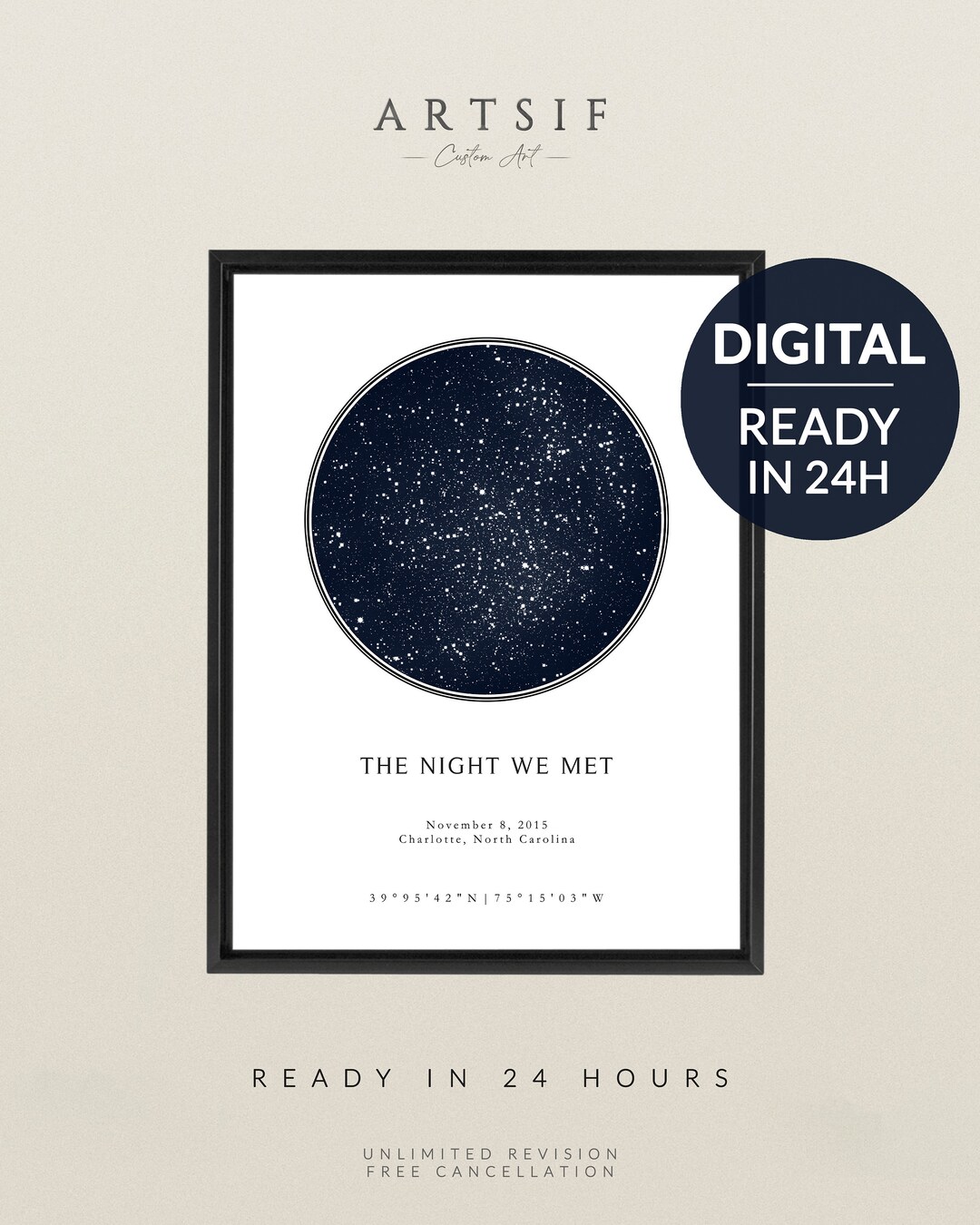 Digital Custom Star Map by Date Custom Star Map Engagement Etsy