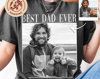 Personalized Father's Day Shirt, Custom Dad T-Shirt, Dad and Kid Photo Tee, Global Shipping