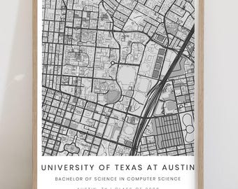 Personalized University Map Print, Custom College Campus Poster, Graduation Gift, Alma Mater Wall Art, University Wall Decor