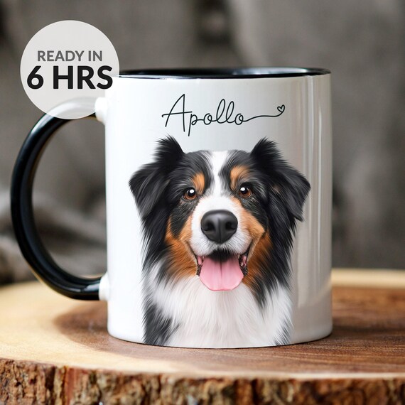 Custom Mug From Photo, Christmas Gift For Pet Parents, Dog Lover Gift, Pet Portrait, Pet Painting, Coffee Mug, Dog Dad Gift, Dad, AOM1