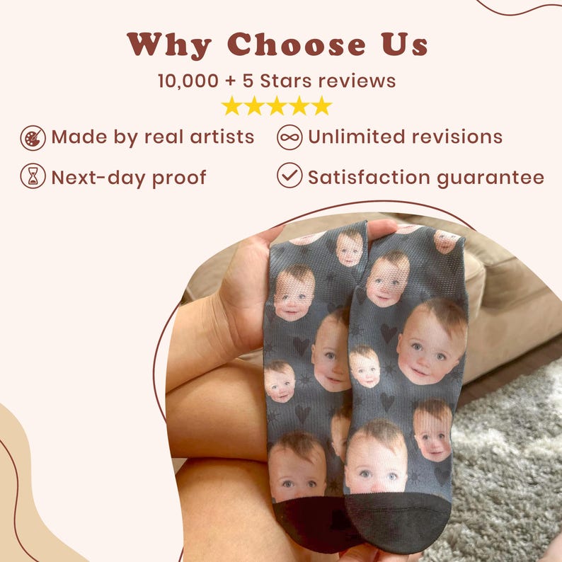 Custom Baby Face Socks, Many Faces Custom Parent Gift, Cute Baby Picture on Socks, Customized Christmas Gift for Parents, Baby Gift image 12