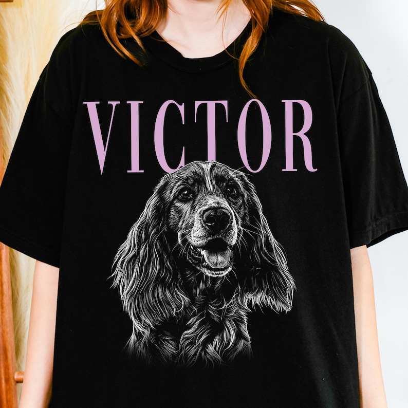 Personalized Dog Portrait Comfort Colors® Shirt, Sketch Style Pet Photo T-Shirt, Custom Pet Photo Tee, Dog Face Tshirt with Name image 2