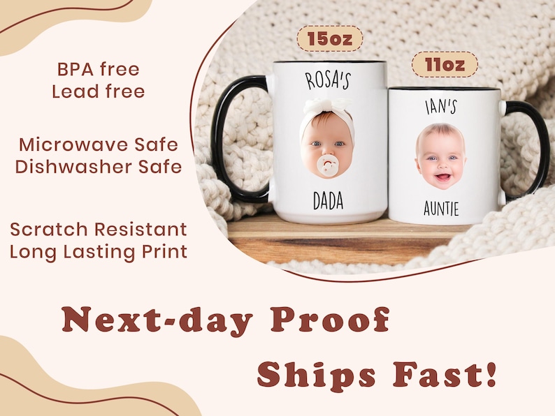 Custom Mug, Mug From Photo, Baby Face Mug, Mug With Kids Photo, Gift for Family, Mother’s Day, Father’s Day, Coffee Gift New Parents image 8