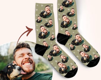 Custom Socks from Photo, Pet Parent Gift, Dog Dad Gift, Father's Day Gift, Dog with Owner Photo on Socks, Custom Christmas Gift