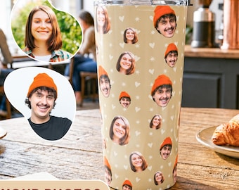 Custom Photo Tumbler, Personalized Face Tumbler, Multi Photo Travel Mug, Picture Tumbler Gift for Couple, Mom, Dad, Friends