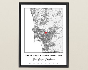 Graduation Gift, Gift For Graduation, University Map, College, University Campus, Campus Map, Bachelors, Gift For Son, Phd, B1 Serif Cursive