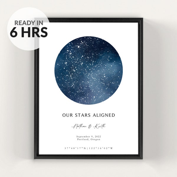 Custom Star Map By Date, Engagement Where We Met Gift, Wedding Gift For Couple Unique, Christmas Gift For Mother, Anniversary Gift, Sky Art