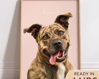 Custom Framed Pet Portrait, Colorful Animal Portrait From Photo, Personalized Dog and Cat Artwork, Pet Lover Gift, Home Decor