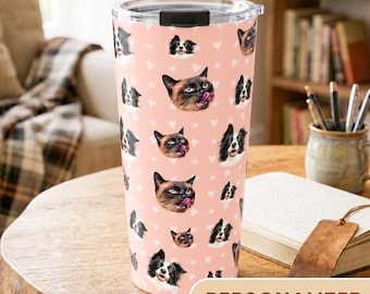 Custom Pet Photo Tumbler, Personalized Dog & Cat Travel Mug, Custom Picture Cup, Pet Lover Gift, Dog Mom Gift, Cat Mom Gift