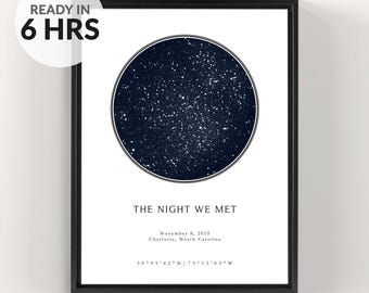 Digital Custom Star Map By Date, Custom Star Map, Engagement Where We Met Gift, Boyfriend, Sky Chart, First Date, Girlfriend Gift