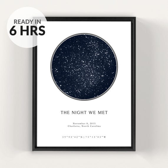 Digital Custom Star Map By Date, Custom Star Map, Engagement Where We Met Gift, Boyfriend, Sky Chart, First Date, Girlfriend Gift