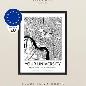 Carte de l'université personnalisée, Cadeaux de remise des diplômes, Chercheur, Plan du campus, Premier cycle, Plan de la ville personnalisé, Toile d'art, Décoration de dortoir, Casquette solaire mono
