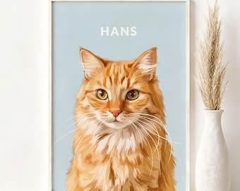 Colorful Custom Pet Portrait, Cat Painting From Photo, Personalized Cat Portrait, Custom Cat Artwork, Cat Lover Gift, Portrait from Photo