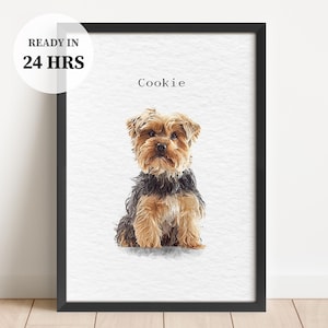 Custom Watercolor Pet Portrait Using Dog Photo, Memorial Pet Portrait, Full Body Pet Art, Pet Remembrance Portrait, Cat Portrait imagem 1
