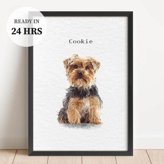 Custom Watercolor Pet Portrait Using Dog Photo, Memorial Pet Portrait, Full Body Pet Art, Pet Remembrance Portrait, Cat Portrait