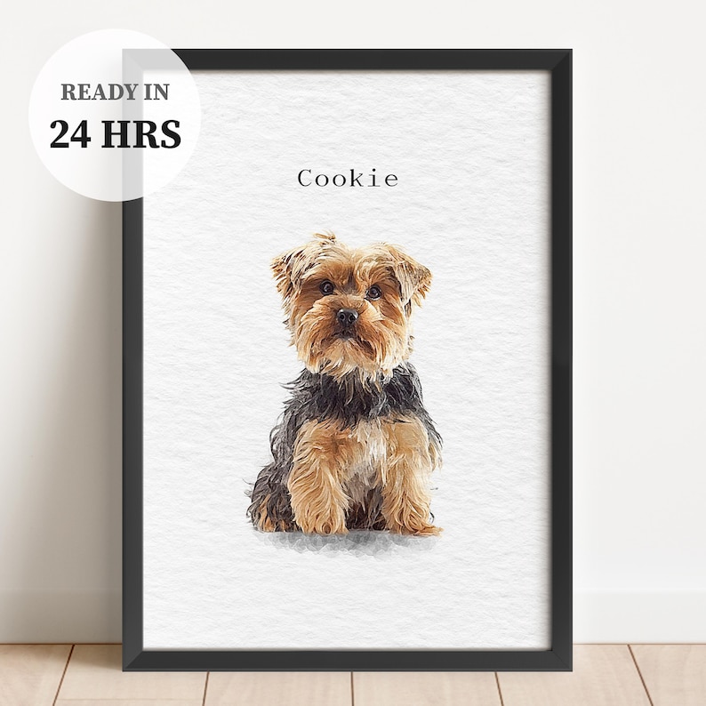 Custom Watercolor Pet Portrait Using Dog Photo, Memorial Pet Portrait, Full Body Pet Art, Pet Remembrance Portrait, Cat Portrait imagem 1