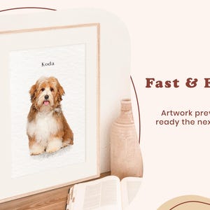 Custom Watercolor Pet Portrait Using Dog Photo, Memorial Pet Portrait, Full Body Pet Art, Pet Remembrance Portrait, Cat Portrait imagem 6