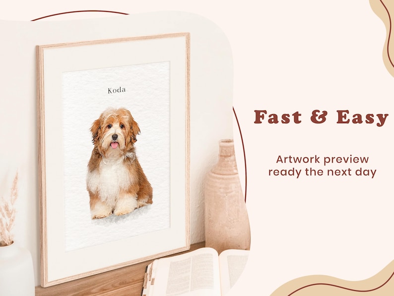 Custom Watercolor Pet Portrait Using Dog Photo, Memorial Pet Portrait, Full Body Pet Art, Pet Remembrance Portrait, Cat Portrait imagem 6