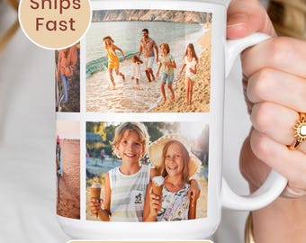 Custom Photo Collage Mug, Your Photo, Your Text, Personalized Photo Mug, Custom Coffee Cup Gift for Family and Friend, Memory Keepsake
