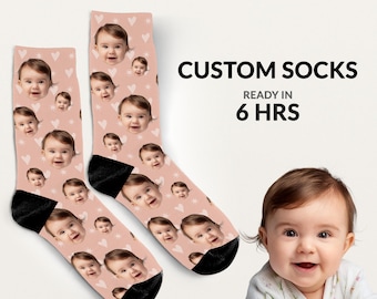 Custom Baby Face Socks, Many Faces Custom Parent Gift, Cute Baby Picture on Socks, Customized Christmas Gift for Parents, Baby Gift