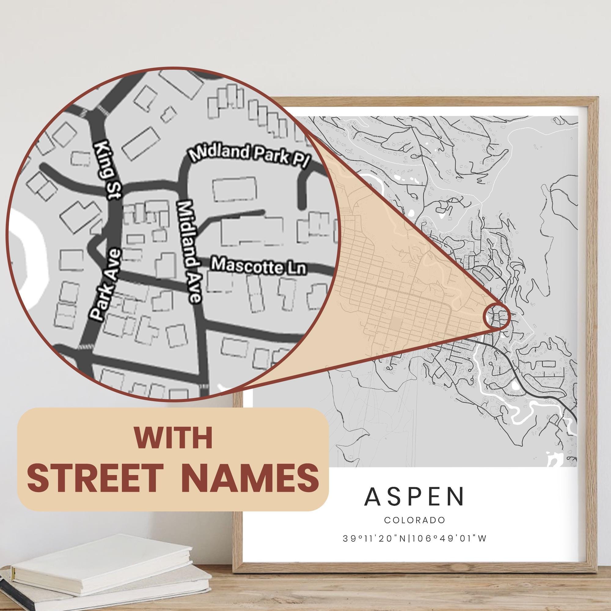 Street Names Map Custom City Map With Detailed Street Names | Personalized Hometown Maps ...