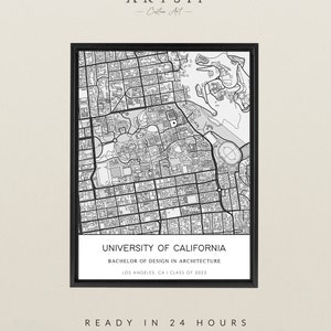 Custom Map Any University, College Map, School, Campus, Graduation Gift Ideas, Phd, Master, Dorm Decor, Teacher Appreciation, Solar C B&W