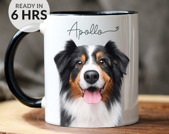 Caneca personalizada com foto, presente de Natal para pais de pets, presente para amantes de cães, retrato de pet, pintura de pet, caneca de café, presente para pai de cachorro, mãe de gato