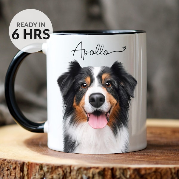 Taza personalizada con foto, regalo de Navidad para dueños de mascotas, regalo para amantes de los perros, retrato de mascota, pintura de mascota, taza de café, regalo para papá perro, mamá gata