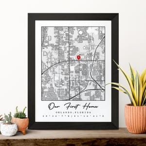 Custom Location Map, Personalized Map, First Home Gift, Housewarming Gift, Custom Map of Your Home, Custom City Map, Our First Home Gift