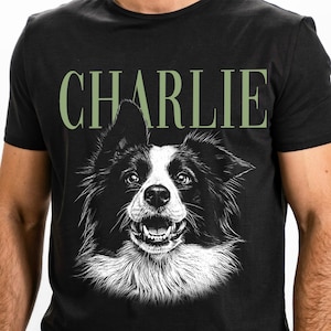 Personalized Dog Portrait Comfort Colors® Shirt, Sketch Style Pet Photo T-Shirt, Custom Pet Photo Tee, Dog Face Tshirt with Name image 12