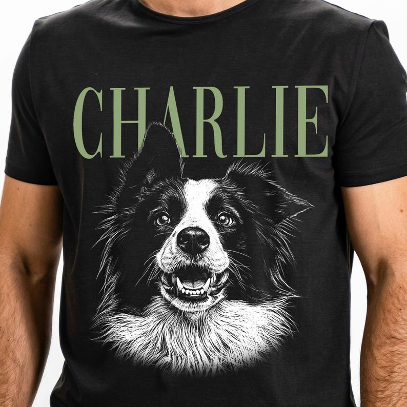 Personalized Dog Portrait Comfort Colors® Shirt, Sketch Style Pet Photo T-Shirt, Custom Pet Photo Tee, Dog Face Tshirt with Name image 12